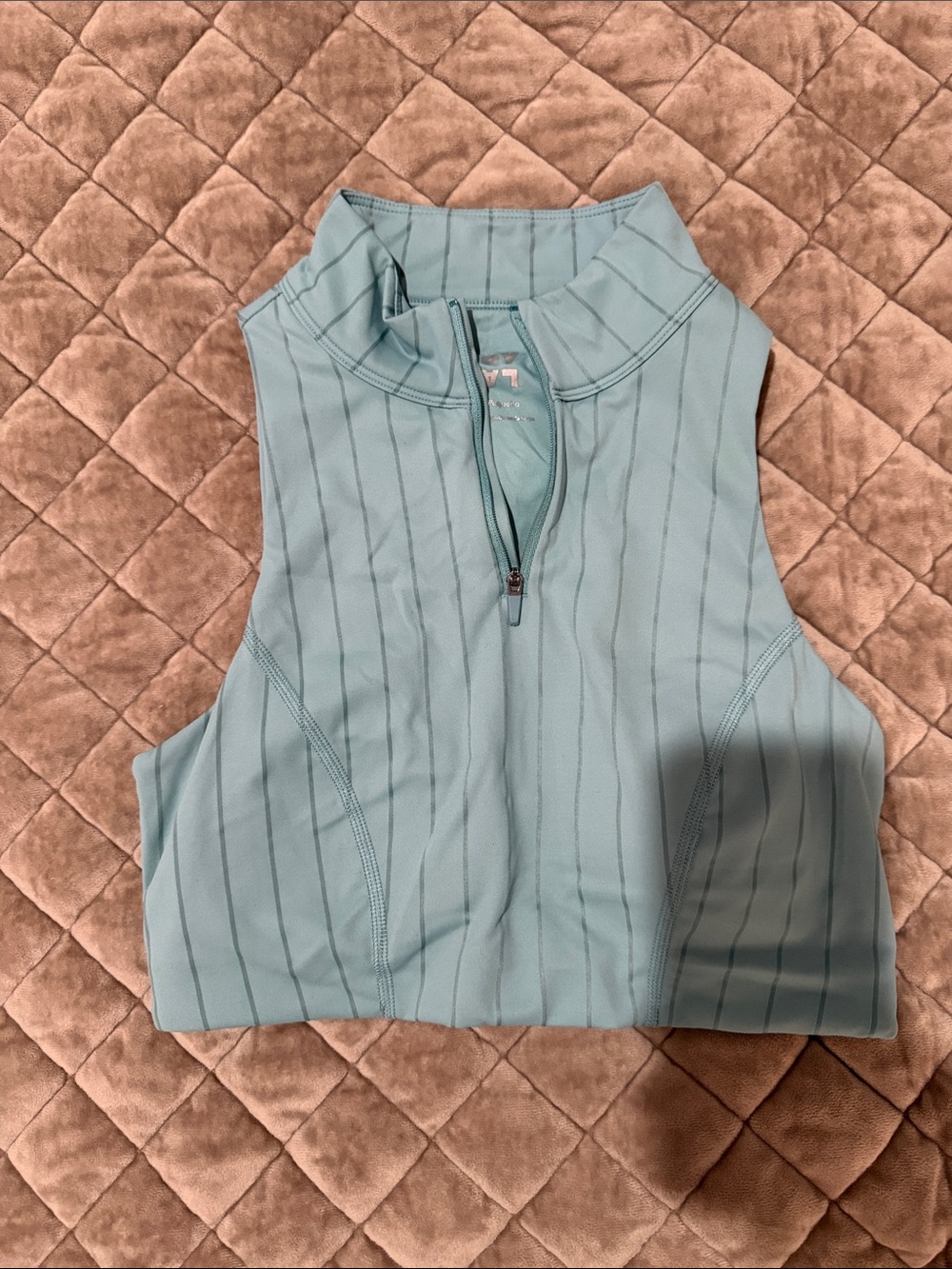 Sleeveless Zip-Front Crop Top in Light Blue